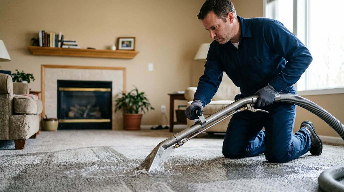 Water damage restoration technician working near Villa Grove, IL